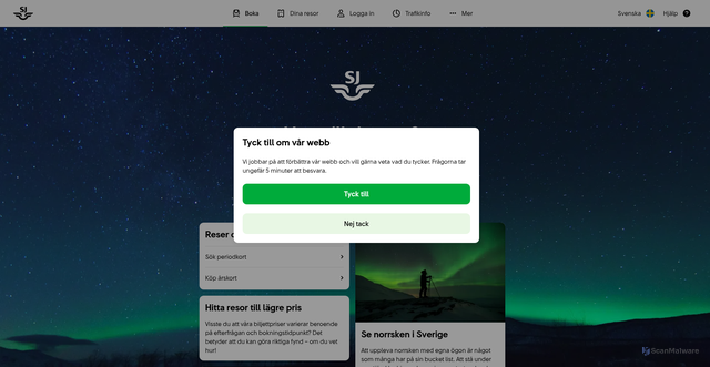 Security scan screenshot of http://mobil.sj.se/