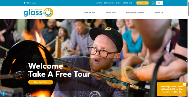 Security scan screenshot of https://www.pittsburghglasscenter.org/