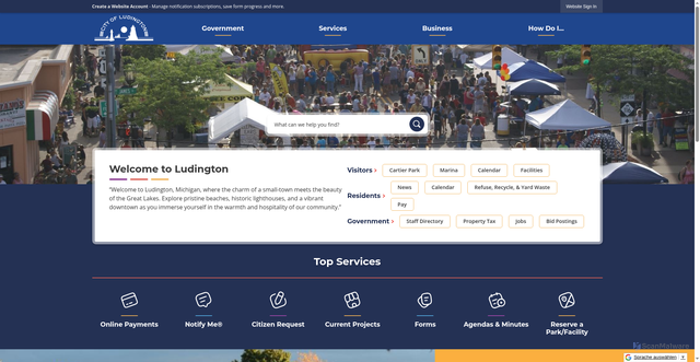 Security scan screenshot of https://www.ludington.mi.us/