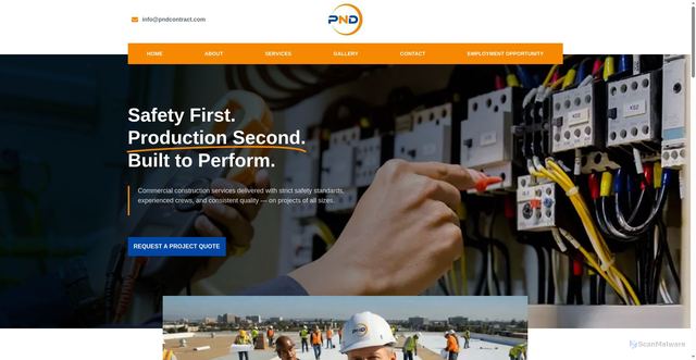 Security scan screenshot of https://pndcontract.com/