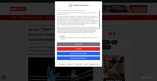 Security scan screenshot of https://box-sport.de/jesse-bam-rodriguez-defeats-antonio-vargas-and-wins-the-wba-bantamweight-title/?lang=en