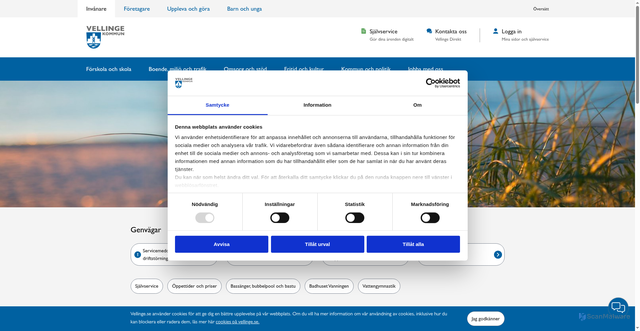 Security scan screenshot of https://www.vellinge.se/