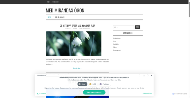 Security scan screenshot of https://medmiranda.se