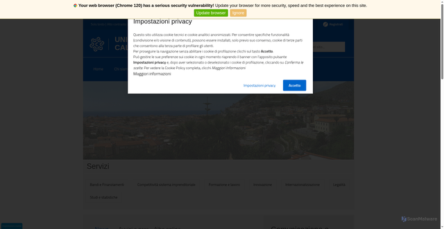 Security scan screenshot of https://www.uc-cal.camcom.gov.it/