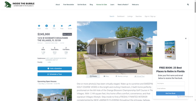 Security scan screenshot of https://www.insidethebubble.net/homes/listing/StellarMLS/G5111370/THE-VILLAGES/1616-W-SCHWARTZ-BOULEVARD