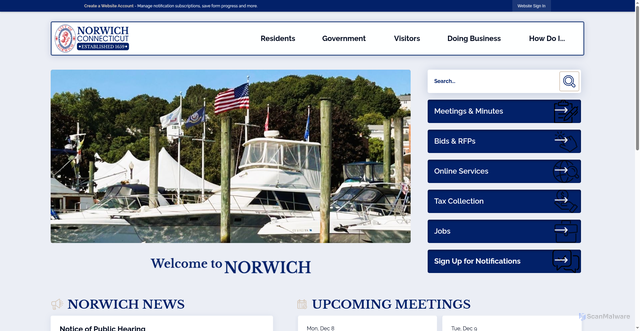 Security scan screenshot of https://norwichct.gov/