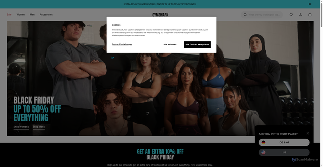 Security scan screenshot of https://auth.gymshark.com/