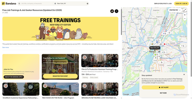 Security scan screenshot of https://bandana.com/c-Free-Trainings-and-Resources-for-Job-Seekers-in-NYC.html