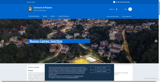 Security scan screenshot of https://www.comune.pizzoni.vv.it/