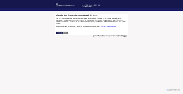 Security scan screenshot of https://securemail.domstol.se/message.cgi?duzQRtndDldbfyGc8EQNpyLzpmx9oH3tpSOAB1btGws7HHX2D0kW_kRUV7H-cysisfek6-RPL7RAJcUsxHlNdTxFl0xkbOaQPa8OSTadQR9d87pfZ5gHks7x5yksWTA9