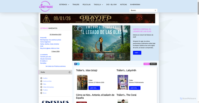 Security scan screenshot of https://www.cineymax.es