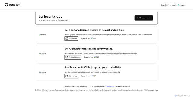 Security scan screenshot of https://burlesontx.gov/