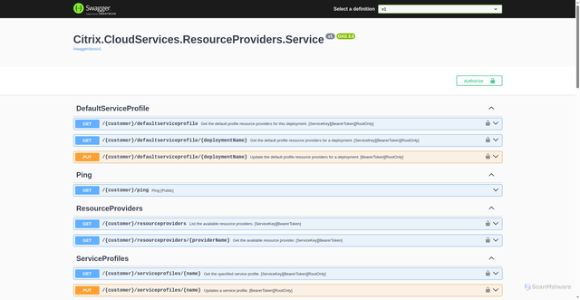 Security scan screenshot of https://resourceproviders-direct-westeurope-release-a.citrixworkspacesapi.net