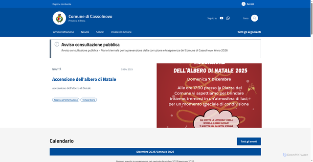 Security scan screenshot of https://comune.cassolnovo.pv.it:443/