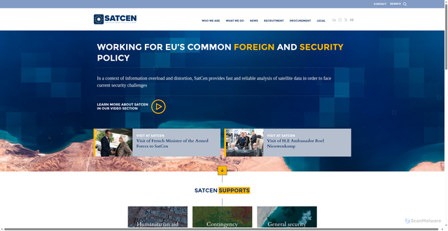 Security scan screenshot of https://www.satcen.europa.eu/