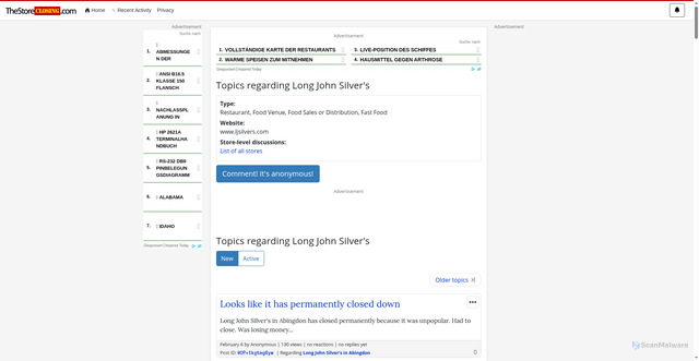 Security scan screenshot of https://www.thestoreclosing.com/c/long-john-silvers