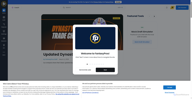 Security scan screenshot of https://fantasypros.com