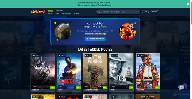 Security scan screenshot of https://www.lookmovie2.to/movies