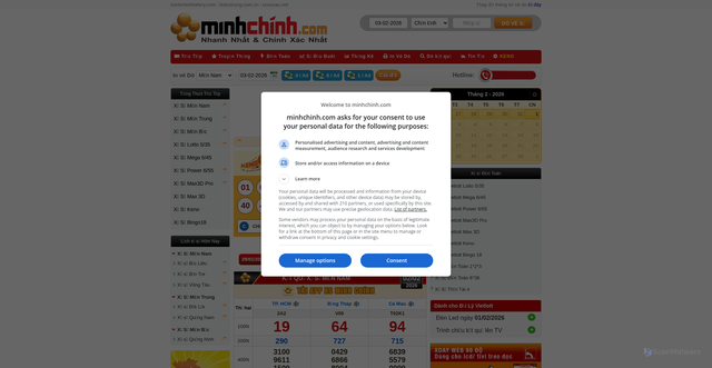 Security scan screenshot of https://www.minhchinh.com