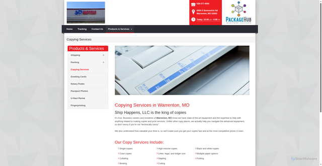 Security scan screenshot of https://www.shiphappenswarrenton.com/Products-Services/Copying-Services