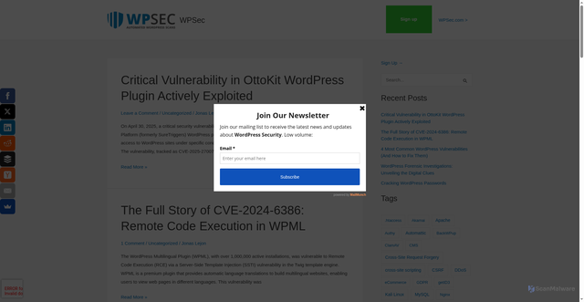 Security scan screenshot of https://blog.wpscans.com/