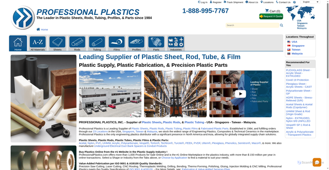 Security scan screenshot of https://www.professionalplastics.com