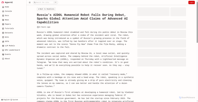 Security scan screenshot of https://hyper.ai/en/headlines/8c8778e65e0476c3f4547a30b6a180e7