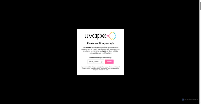 Security scan screenshot of https://uvapeshop.com