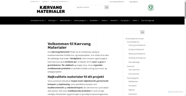 Security scan screenshot of https://kaervangmaterialer.dk