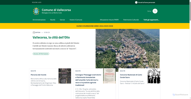 Security scan screenshot of https://www.comune.vallecorsa.fr.it