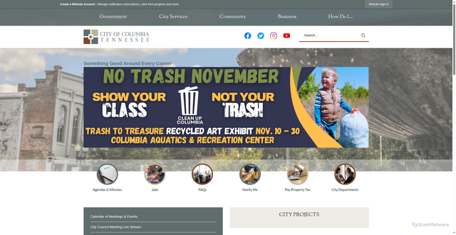 Security scan screenshot of https://columbiatn.gov/