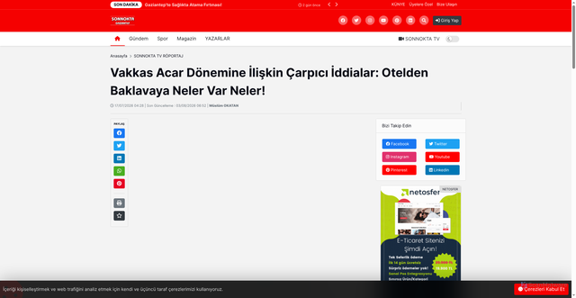Security scan screenshot of http://gaziantepsonnokta.com/post/vakkas-acar-doenemine-iliskin-carpici-iddialar-otelden-baklavaya-neler-var-neler