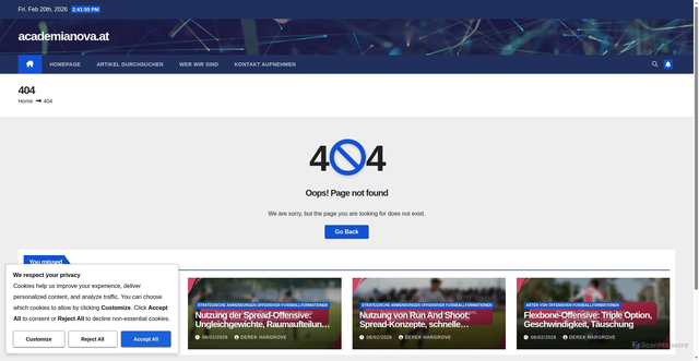 Security scan screenshot of https://academianova.at/comments/feed/