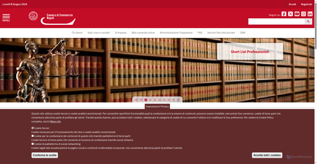 Security scan screenshot of https://www.na.camcom.gov.it