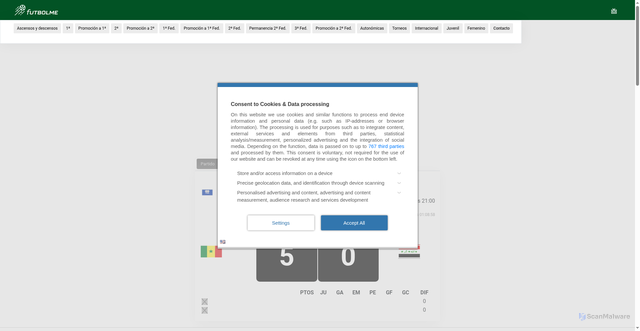 Security scan screenshot of https://futbolme.com/resultados-directo/partido/senegal-irak/1333908