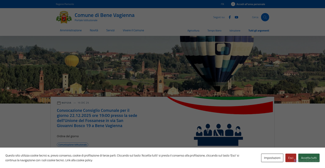 Security scan screenshot of https://comune.benevagienna.cn.it/