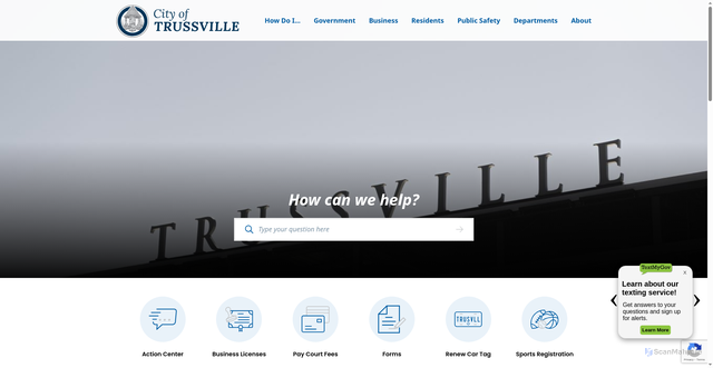 Security scan screenshot of https://trussville.org/