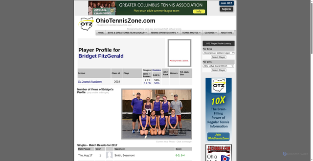 Security scan screenshot of https://ohiotenniszone.com/gtennis_player_info.php?p_playerID=6677