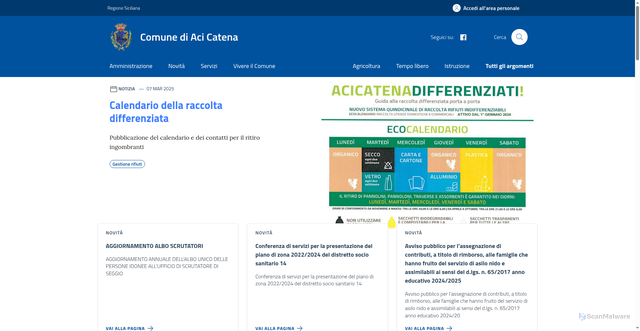 Security scan screenshot of https://www.comune.acicatena.ct.it/