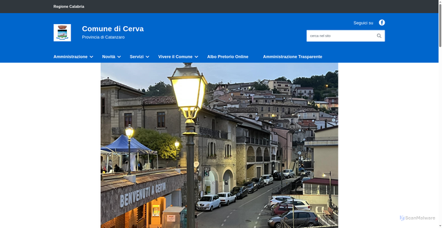 Security scan screenshot of https://www.comune.cerva.cz.it/
