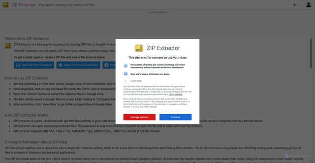 Security scan screenshot of https://zipextractor.app
