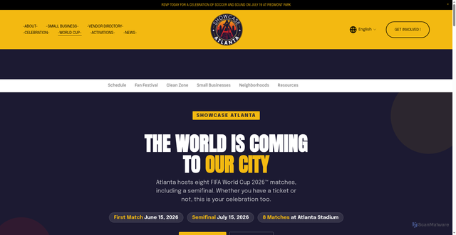 Security scan screenshot of https://showcaseatlanta.com/world-cup-2026