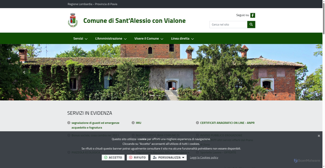 Security scan screenshot of https://www.comune.santalessioconvialone.pv.it/it-it/home