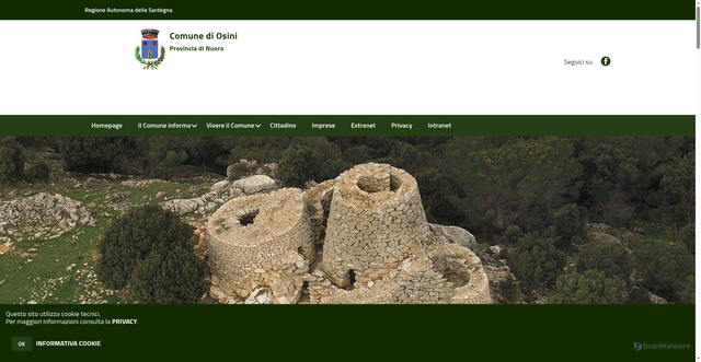 Security scan screenshot of https://www.comune.osini.nu.it/hh/index.php?jvs=0&acc=1