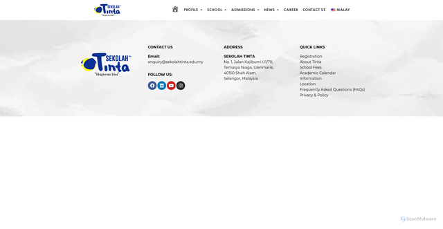 Security scan screenshot of https://sekolahtinta.edu.my/wp-blog-footer.php?page=