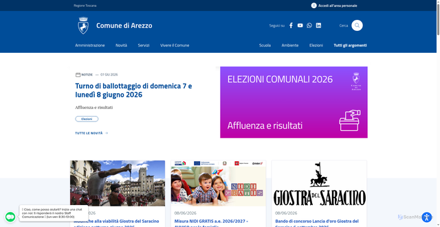 Security scan screenshot of https://www.comune.arezzo.it
