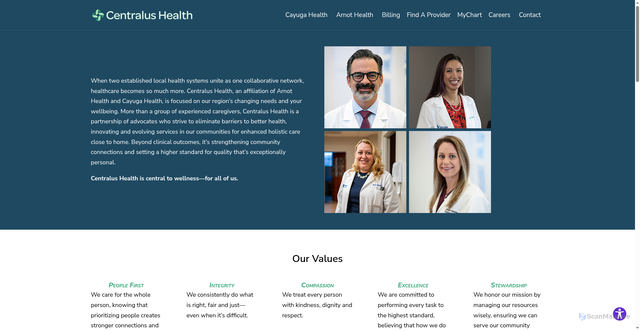 Security scan screenshot of https://centralushealth.org