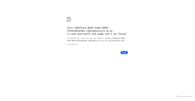 Security scan screenshot of https://5382fe1a-dbd4-438a-9005-f5cb1d818193.rddiagnostics-g-us-r1.wvd.microsoft.com