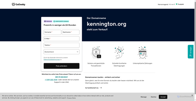 Security scan screenshot of http://www.kennington.org/