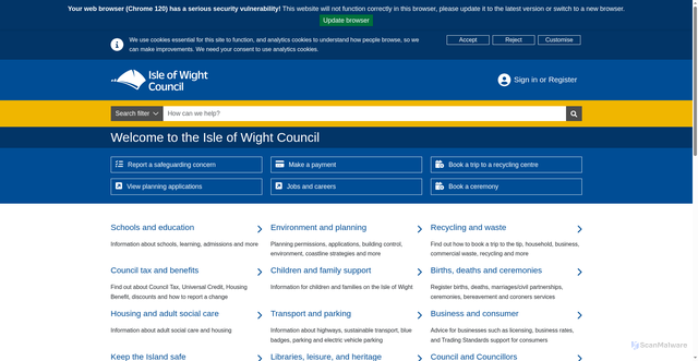 Security scan screenshot of https://www.iow.gov.uk/